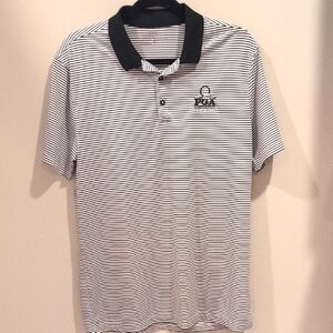 Nike Golf Black and White Striped Polo Shirt
